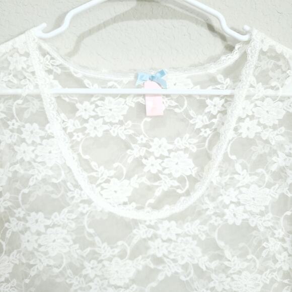 Downeast Lace Top Womens Large  White Floral Summer Coquette Feminine Bo… - Picture 7 of 11